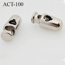 arrêt cordon stop cordon rond  en métal  à ressort couleur argent chromé de taille 17 mm x 7.5 mm  prix à l'unité