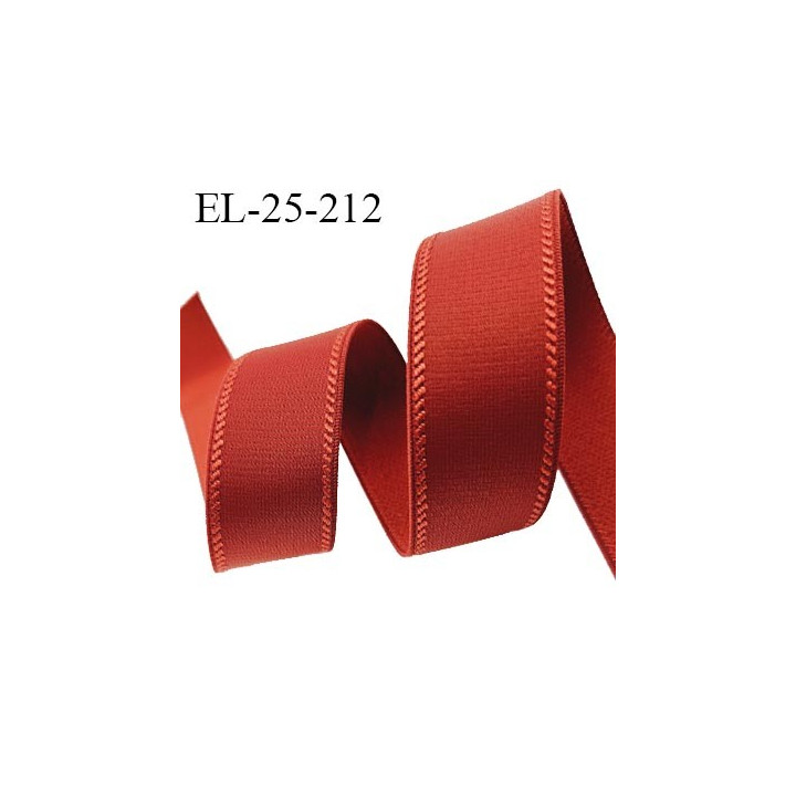 Elastique lingerie 24 mm couleur rouge rouille largeur 24 mm allongement +30% prix au mètre