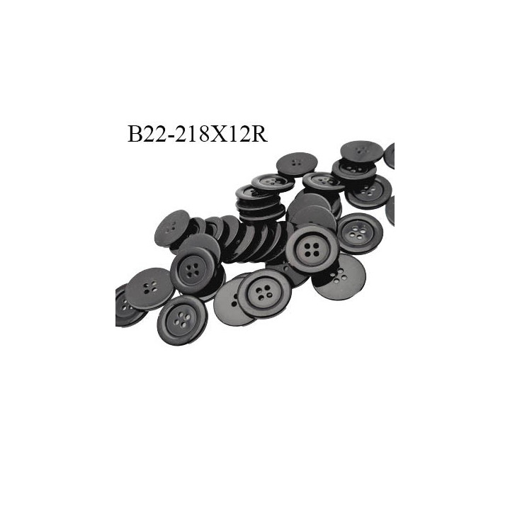 Bouton 22 mm en pvc couleur noir anthracite et gris satiné 4 trous diamètre 22 mm épaisseur 4.3 mm prix à la pièce