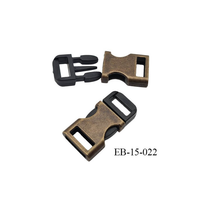 Boucle clip en métal bronze vieilli noir passage pour une sangle de 10 mm de largeur passant coulissant prix à la pièce