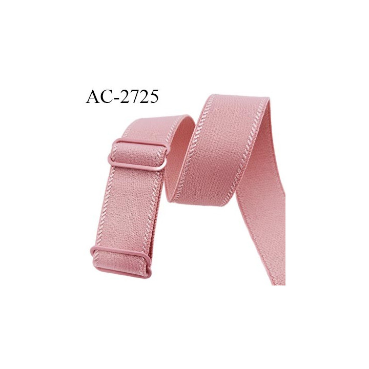 Bretelle lingerie SG 25 mm très haut de gamme couleur rose avec 2 barrettes largeur 25 mm longueur 38 cm