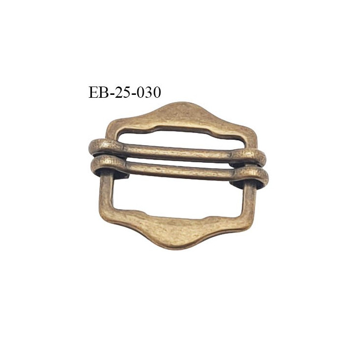 Boucle étrier 25 mm rectangle coulissant métal couleur acier largeur extérieur 3 cm largeur intérieur 2.5cm hauteur 1.7 cm