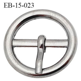 Boucle métal 15 mm couleur chrome brillant  très belle avec ardillon diamètre extérieur 20 mm passage intérieur 15 mm
