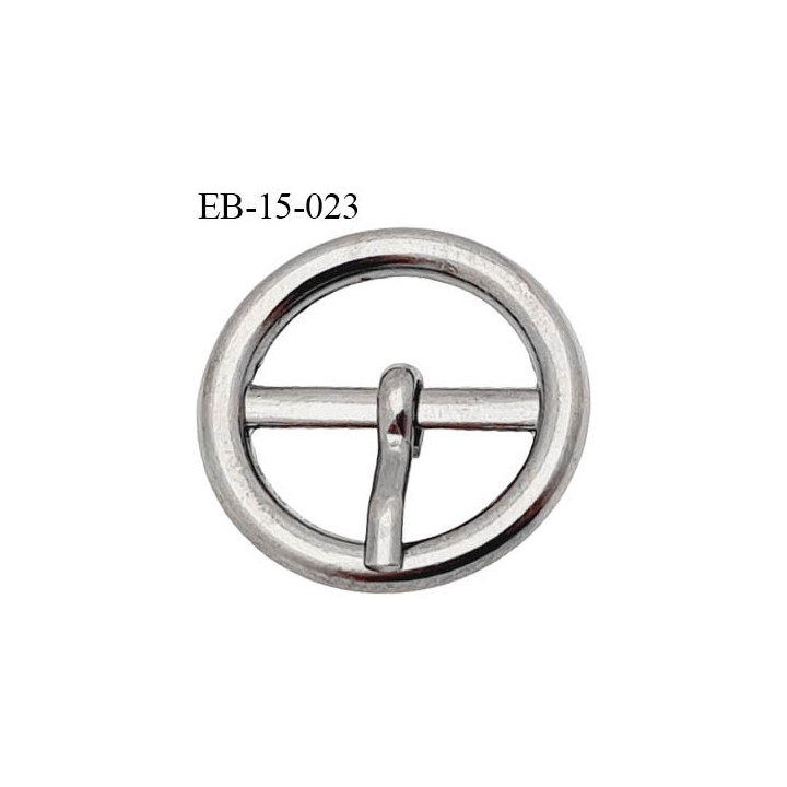 Boucle métal 15 mm couleur chrome brillant  très belle avec ardillon diamètre extérieur 20 mm passage intérieur 15 mm