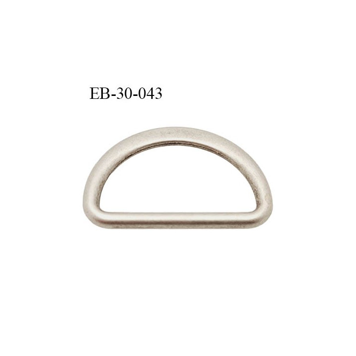 Boucle étrier anneau demi rond métal couleur argent largeur intérieur 3 cm hauteur 2.5 cm largeur extérieur 3.7 cm