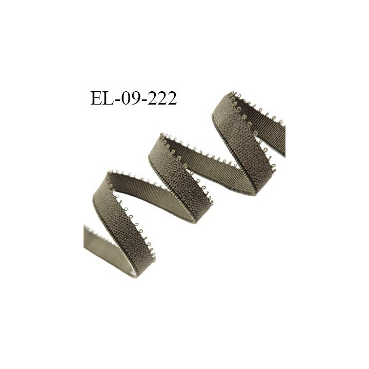 Elastique picot 9 mm lingerie couleur vert kaki largeur 9 mm haut de gamme allongement +160% prix au mètre