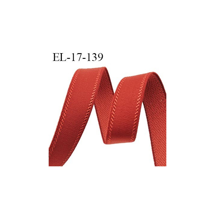 Elastique 16 mm bretelle et lingerie avec surpiqûres couleur rouge orangé allongement +50% largeur 16 mm prix au mètre