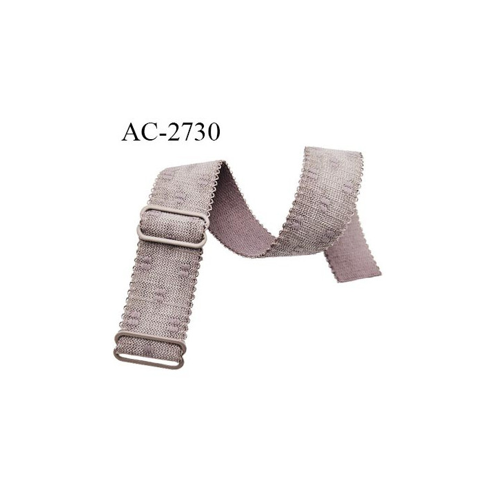 Bretelle lingerie SG 25 mm très haut de gamme couleur noisette ou marron glacé avec motifs plumetis avec 2 barrettes