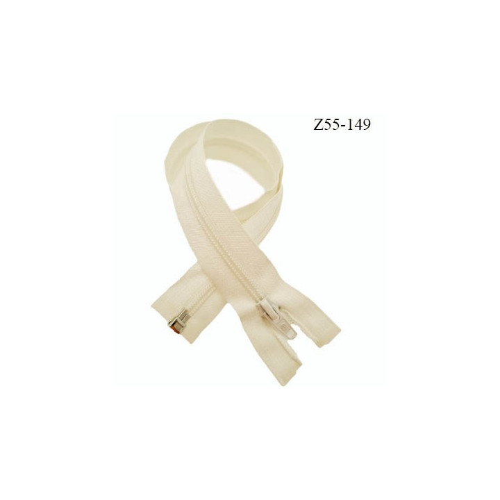 Fermeture 55 cm couleur blanc séparable curseur métal longueur 55 cm largeur 3.2 cm largeur du zip 6.5 mm prix à l'unité