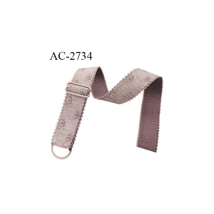 Bretelle lingerie SG 16 mm très haut de gamme couleur noisette ou marron glacé avec motifs plumetis avec 1 barrette et 1 anneau