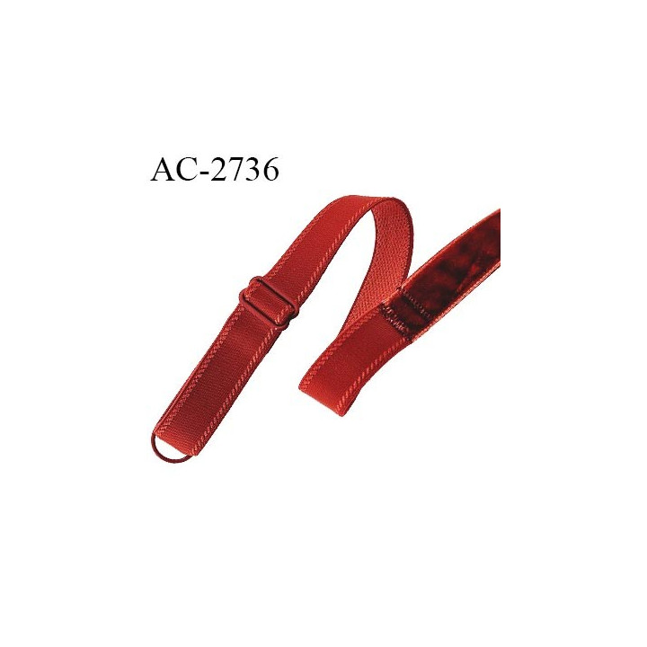 Bretelle lingerie SG 16 mm très haut de gamme couleur rouge avec effet velours avec 1 barrette et 1 anneau