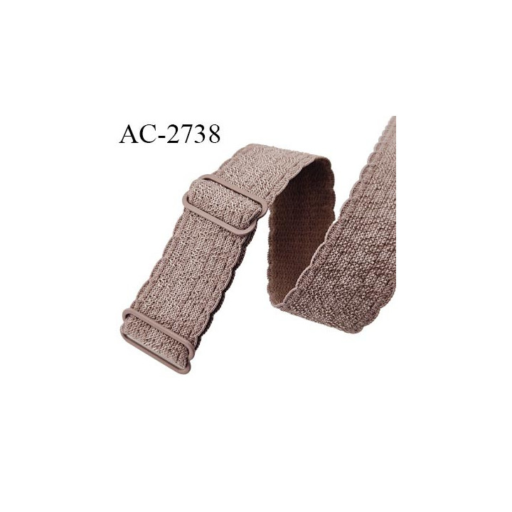 Bretelle lingerie SG 25 mm très haut de gamme couleur noisette ou marron glacé avec 2 barrettes largeur 25 mm longueur 30 cm