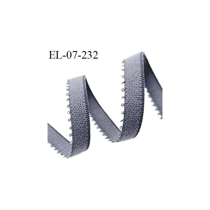 Elastique picot 7 mm lingerie couleur gris granit largeur 7 mm haut de gamme allongement +160% prix au mètre