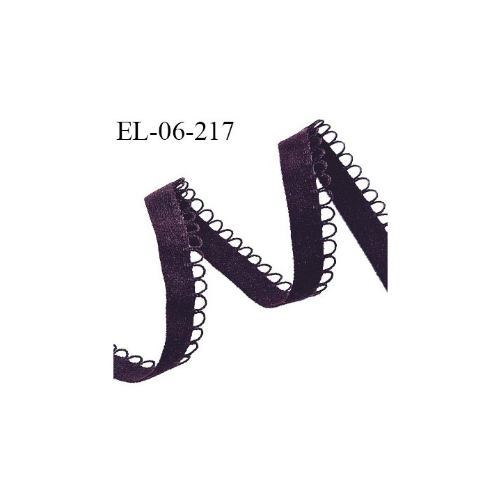 Elastique 6 mm lingerie couleur violet aubergine largeur 6 mm + picots 3 mm allongement +160% prix au mètre