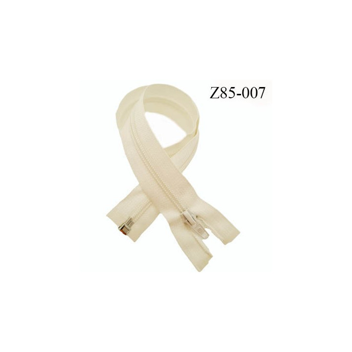 Fermeture zip 90 cm séparable couleur beige ivoire largeur 3.2 cm glissière nylon largeur 6.5 mm longueur 90 cm prix à la pièce