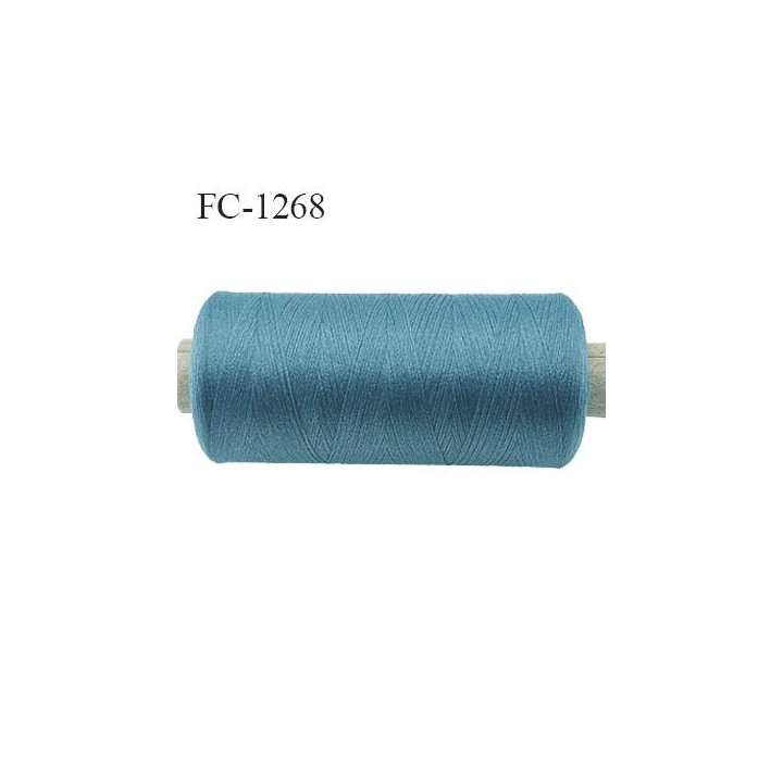 Bobine de fil 500 m mousse polyester n° 110 polyester couleur bleu tempête longueur 500  mètres bobiné en France