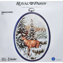 kit à broder ROYAL PARIS avec tambour thème du cerf