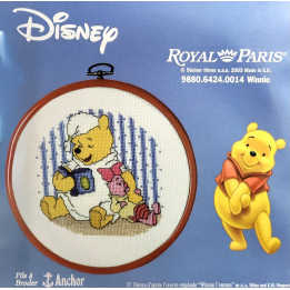 kit à broder ROYAL PARIS avec cadre/tambour Winnie l'ourson Disney