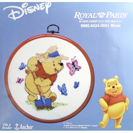 kit à broder ROYAL PARIS avec cadre/tambour Winnie l'ourson Disney