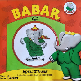 kit à broder ROYAL PARIS avec cadre/tambour Babar l'éléphant
