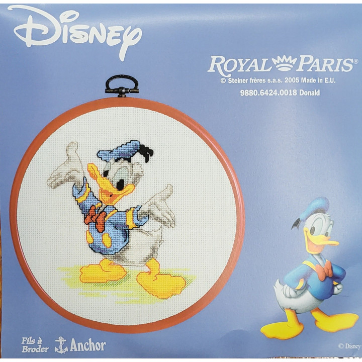 kit à broder ROYAL PARIS avec cadre/tambour Donald Disney