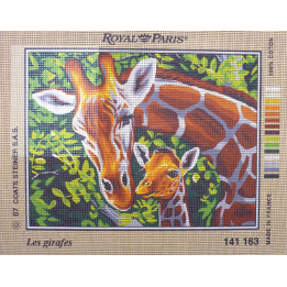 canevas 30x40 marque ROYAL PARIS  thème les girafes dimension 30 centimètres par 40 centimètres 100 % coton