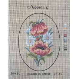 canevas 25X30 GOBELIN thème FLEURS dimension 25 cm 30 cm 100 % coton