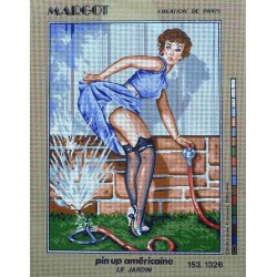Canevas à broder 40 x 50 cm marque MARGOT création de Paris Pin up américaine le jardin