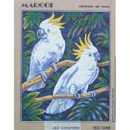 Canevas à broder LES CACATOES thème oiseaux 40 x 50 cm marque MARGOT création de Paris
