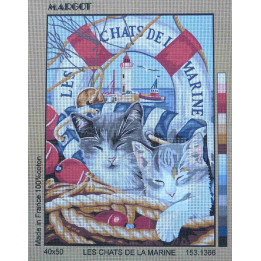 Canevas à broder 40 x 50 cm LES CHATS DE LA MARINE marque MARGOT création de Paris thème animaux