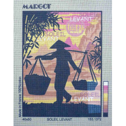 Canevas à broder 40 x 50 cm SOLEIL LEVANT marque MARGOT création de Paris thème Asie