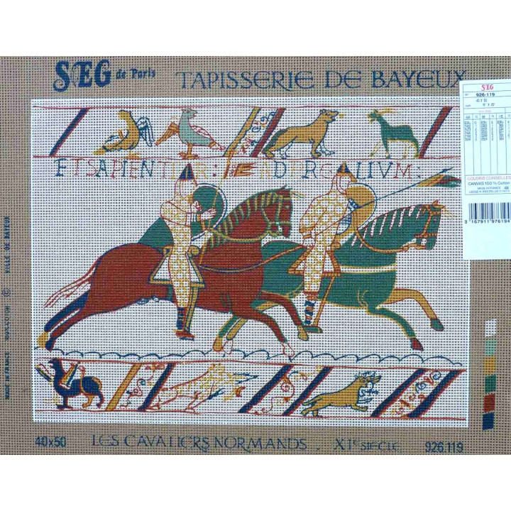Canevas à broder 40 x 50 cm tapisserie de Bayeux marque SEG de Paris LES CAVALIERS NORMANDS