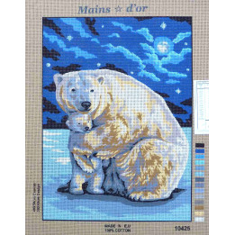 Canevas à broder 40 x 50 cm marque Main d'or OURS BLANC ET SON OURSON thème animaux