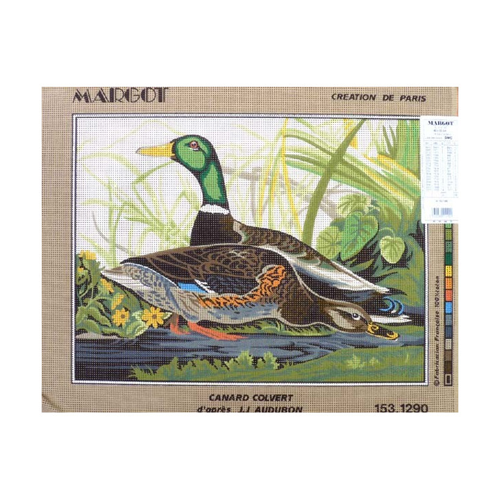 Canevas à broder thème animaux 40 x 50 cm marque MARGOT création de Paris CANARD COLVERT