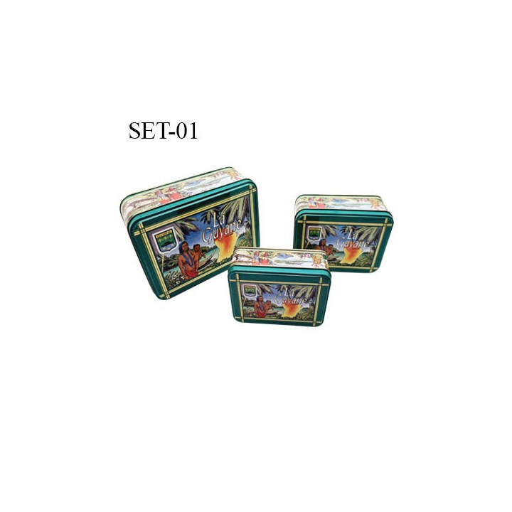 Le set de 3 boites gigogne en métal la grande 19x13x7 cm la moyenne 14X10X5.5 cm la petite 12X9X4 cm
