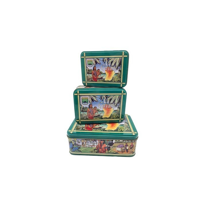 Le set de 3 boites gigogne en métal la grande 19x13x7 cm la moyenne 14X10X5.5 cm la petite 12X9X4 cm