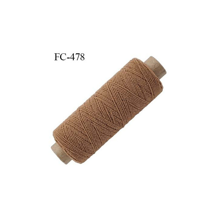 Bobine fil élastique fronceur smock gomme lycra souple polyamide marron clair longueur de la bobine 100 mètres diamètre 0.3 mm