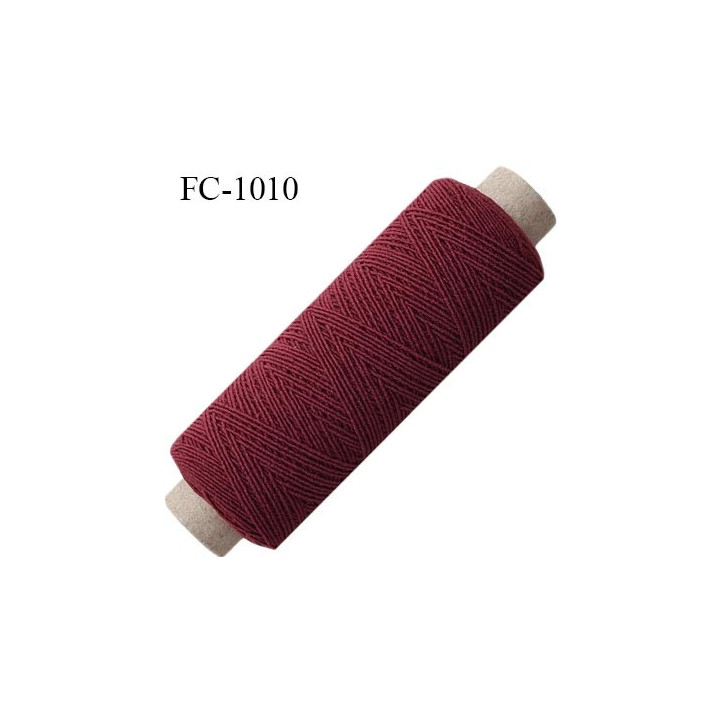 Bobine fil élastique fronceur ou à smock gomme lycra polyamide bordeaux longueur de la bobine 150 mètres diamètre 0.05 mm