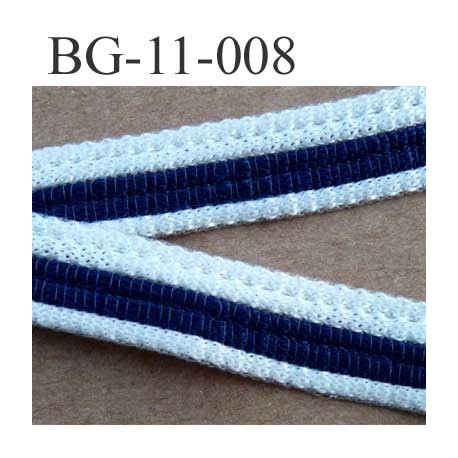 galon biais ruban synthétique largeur 11 mm couleur blanc et bleu vendu au mètre