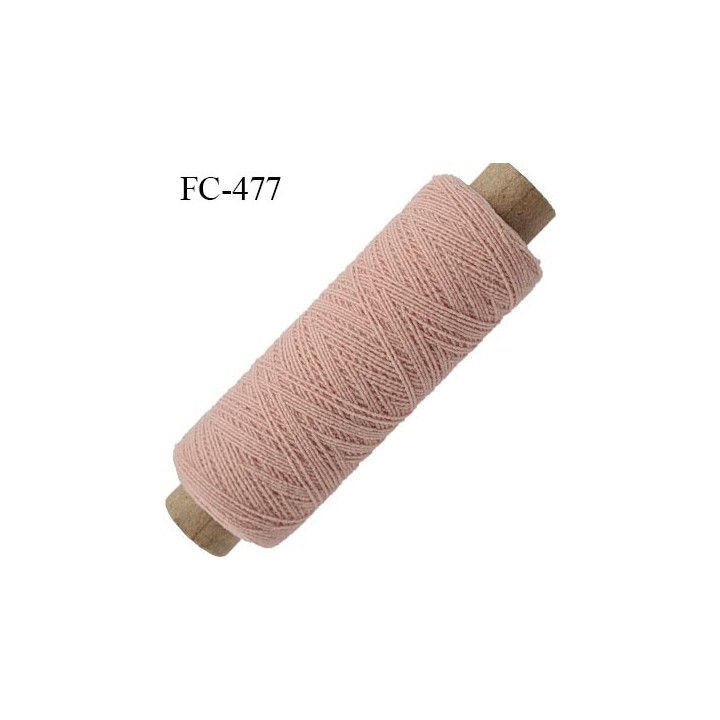 bobine de fil élastique fronceur ou smock gomme lycra polyamide souple vieux rose longueur de bobine 100 mètres diamètre 0.3 mm