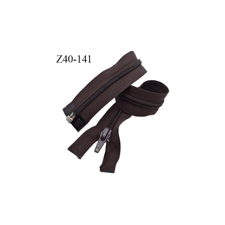 Fermeture zip marron longueur 40 cm couleur marron séparable largeur 3.2 cm largeur de glissière spirale 6 mm curseur métal