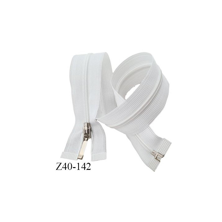Fermeture 40 cm zip invisible séparable longueur 40 cm couleur blanc largeur 2.5 cm glissière nylon largeur de la glissière 4 mm