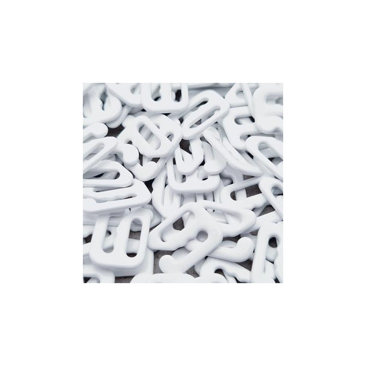 Crochet métal 6 mm  plastifié couleur blanc largeur intérieur de passage de bretelle 6 mm haut de gamme prix à la pièce