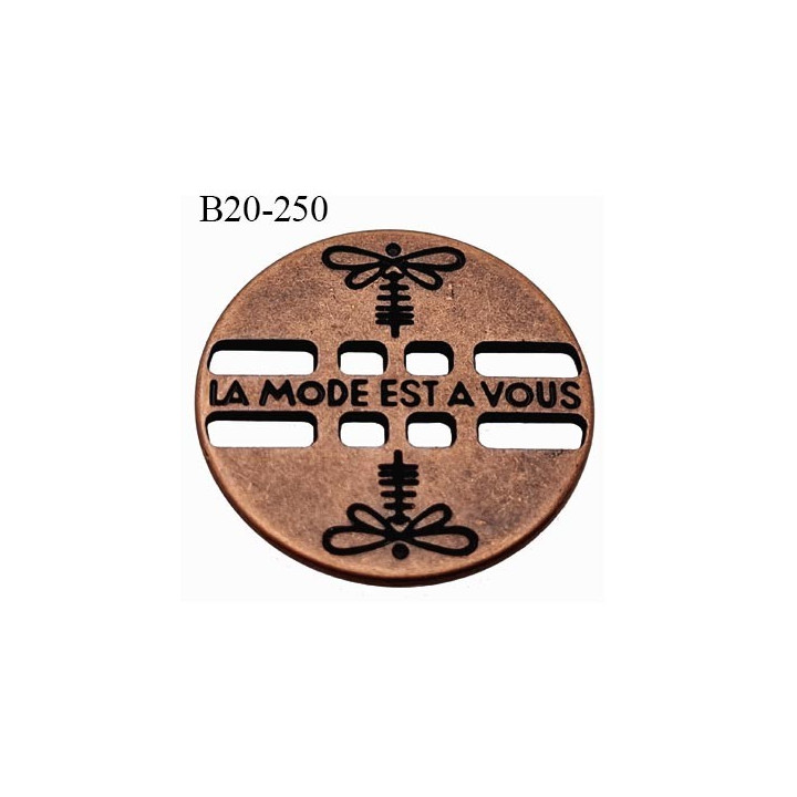 Bouton 17 mm en métal avec motif libellule Brocéliande 2 trous couleur chrome bouton plat incurvé prix à la pièce