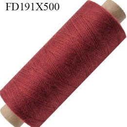 Cone 1000 m fil Polyester n° 80 couleur lie de vin longueur 1000 mètres fil  bobiné en France