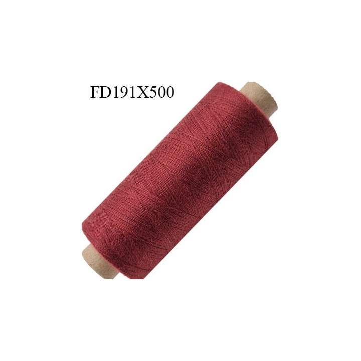 Cone 1000 m fil Polyester n° 80 couleur lie de vin longueur 1000 mètres fil  bobiné en France