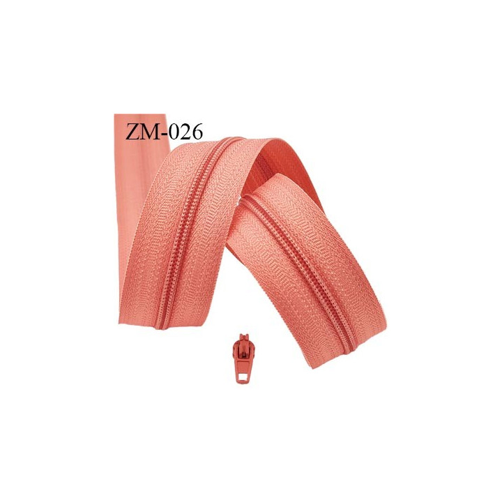 fermeture éclair de marque YKK au mètre couleur rouge un curseur au mètre largeur 27 mm largeur du zip 5 mm