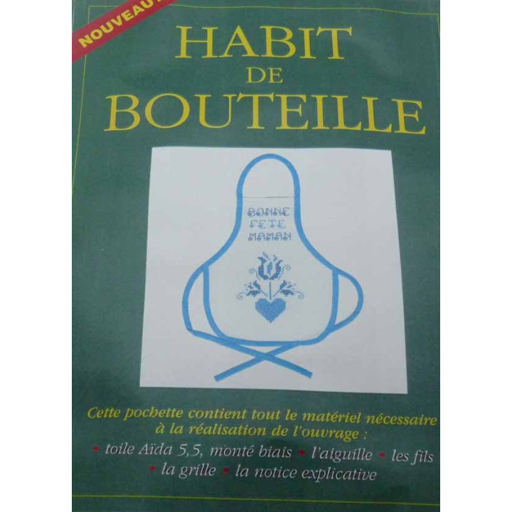 tablier à bouteille à broder kit complet