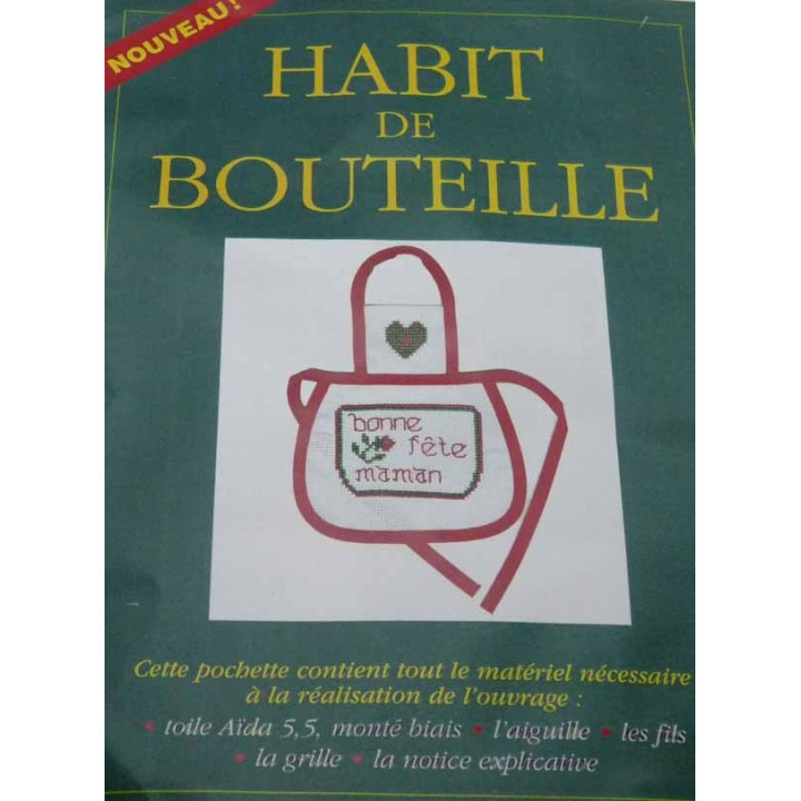 tablier à bouteille à broder kit complet