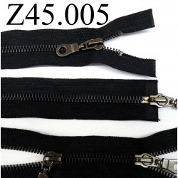 fermeture 45 cm noir double curseur séparable zip métal